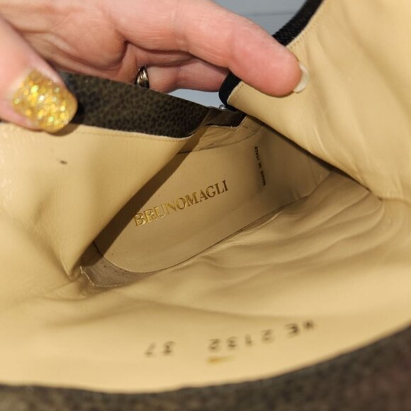 Bruno Magli Bucine Pointed Toe Patent Leather Boot Women's 7 Mid Calf‎ Dark Gray - Picture 15 of 16